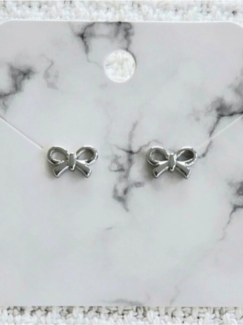Silver Bow Stud Earrings for Kids - Cute Knot Design Stainless Steal